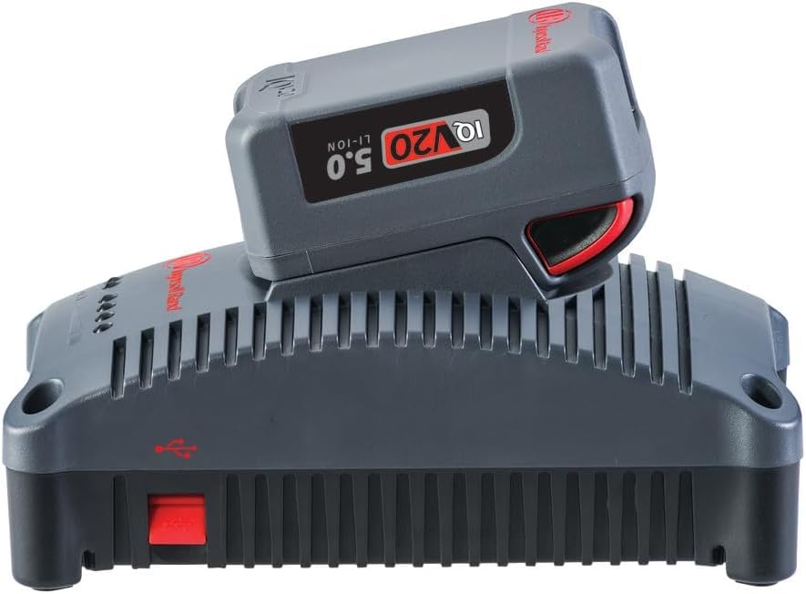 Ingersoll Rand IQV20 compatibility shot, demonstrates easy battery swaps across tools.