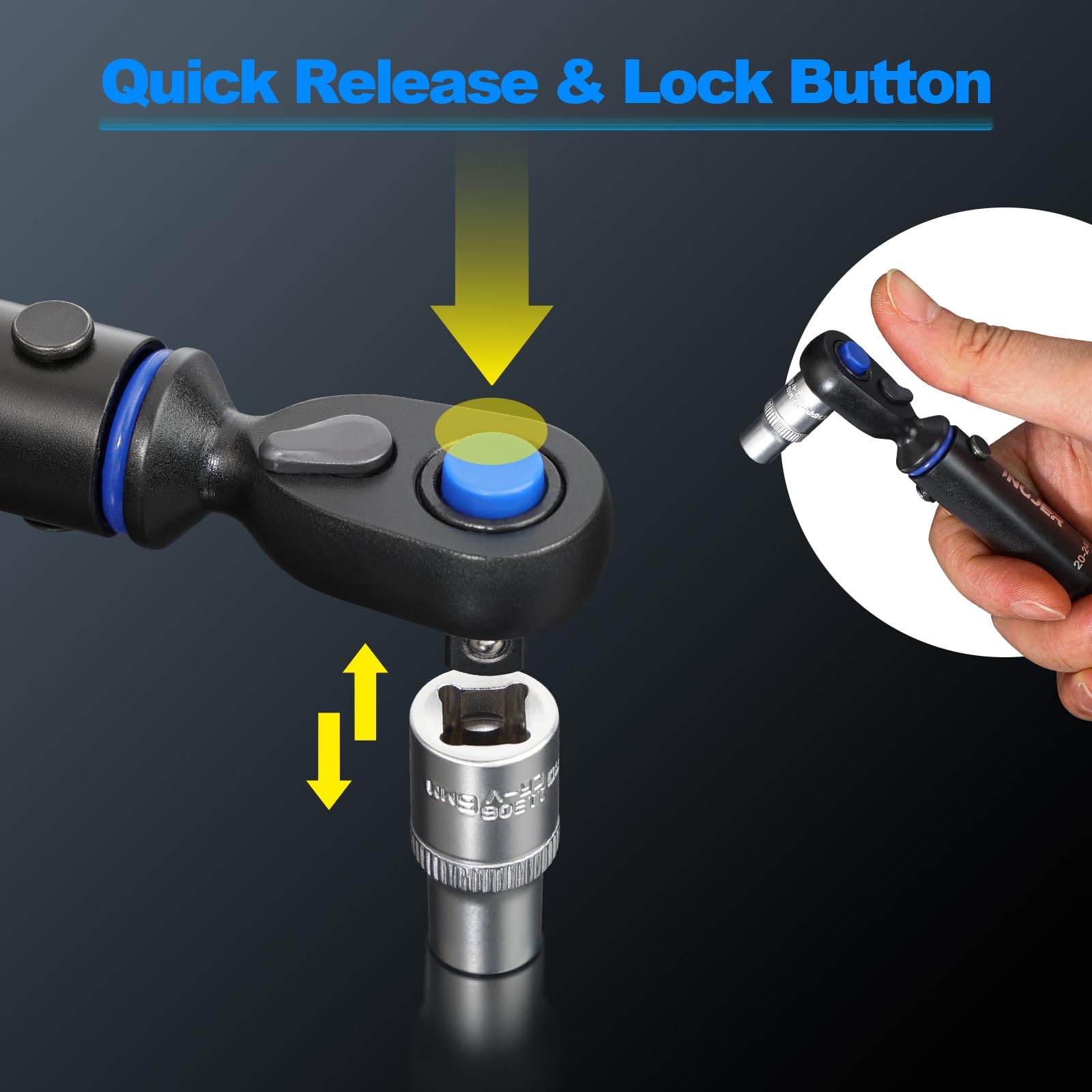 INGJER torque wrench with 72-tooth ratchet head for tight spaces.