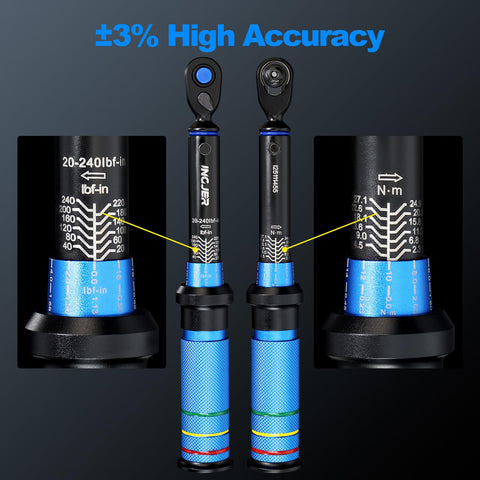 INGJER torque wrench audible click and tactile feedback for easy adjustments.