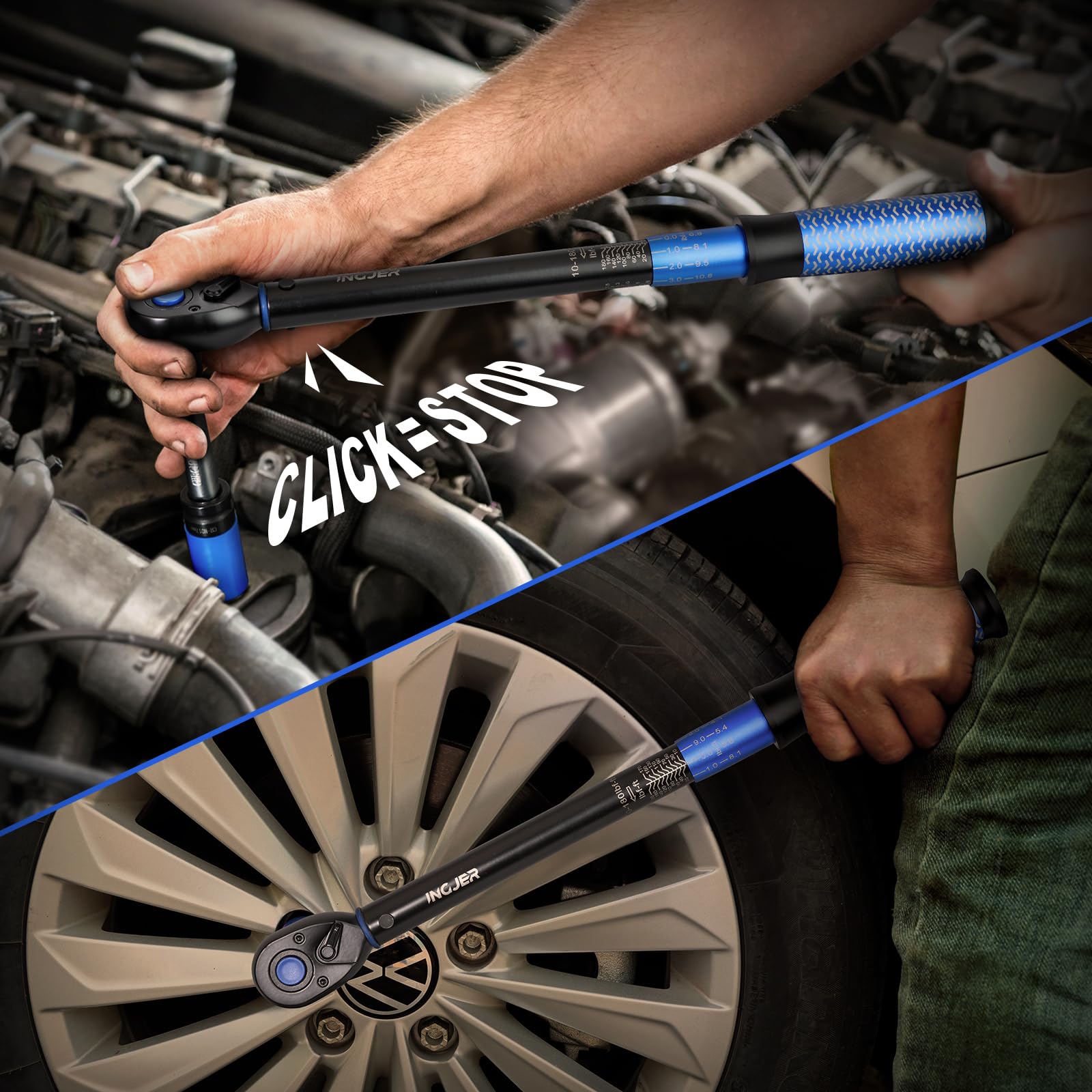 INGJER Upgrade torque wrench knurled-handle for secure grip during demanding tasks.