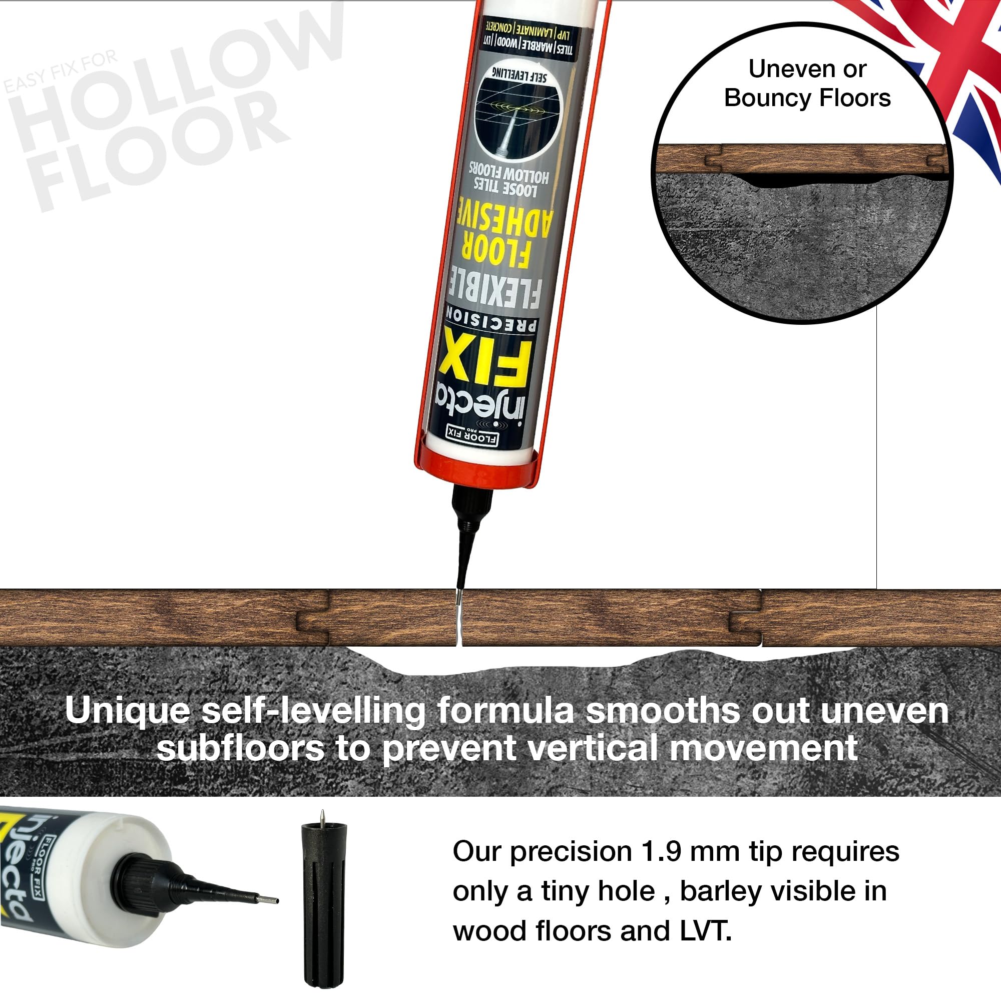 Injectafix Floor-Fix Pro quick, clean tile repairs with minimal mess.