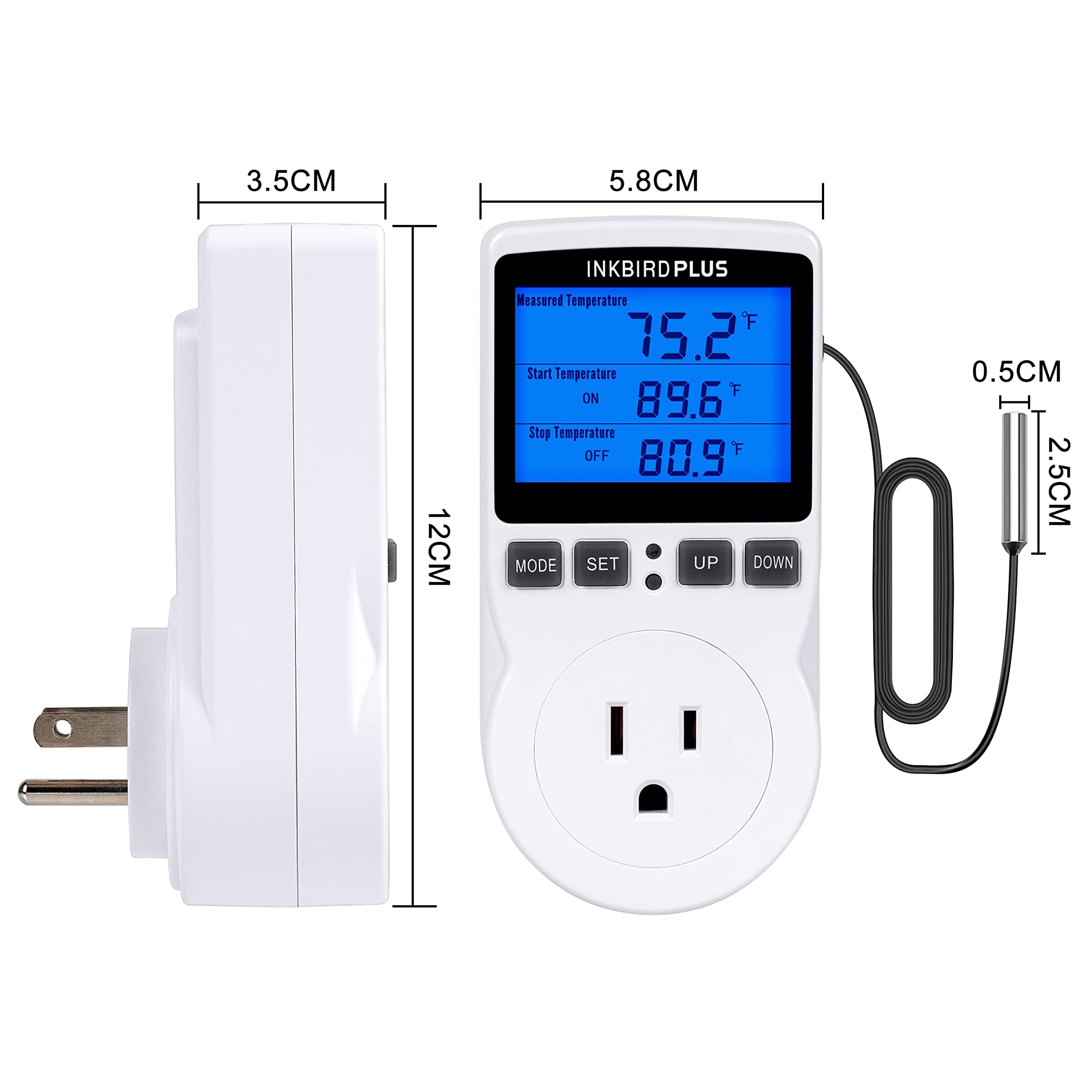 INKBIRDPLUS backlit thermostat panel assists quick checks on walls.