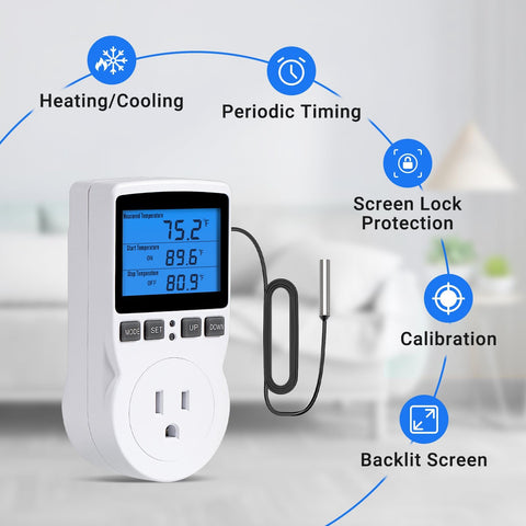 INKBIRDPLUS digital thermostat timer display shows settings clearly in low light.