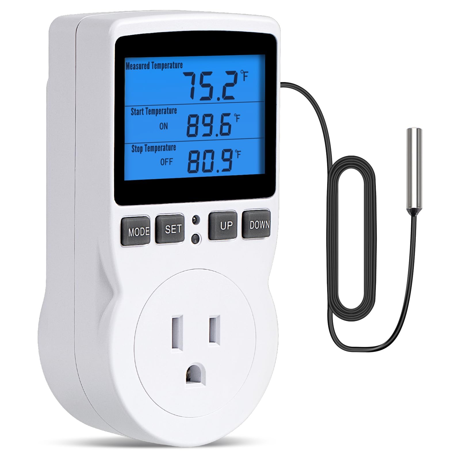 INKBIRDPLUS plug-in thermostat front view for precise home temperature control.