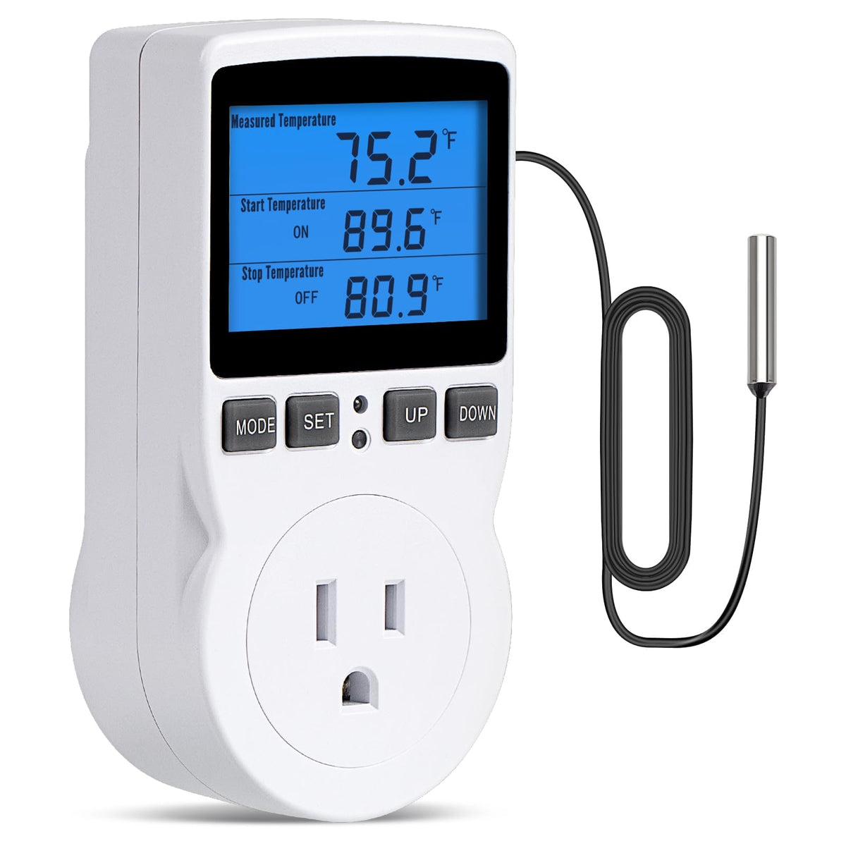 INKBIRDPLUS plug-in thermostat front view for precise home temperature control.