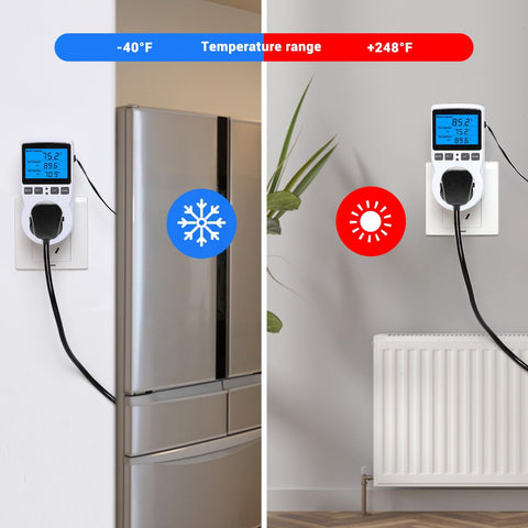 INKBIRDPLUS outlet with backlit display makes temperature checks easy at night.