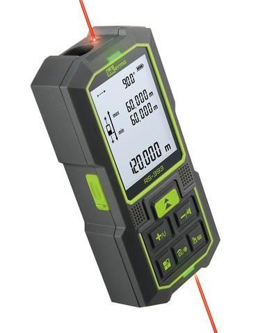 Inkerma Dual Laser tool front view shows compact design for quick site measurements.