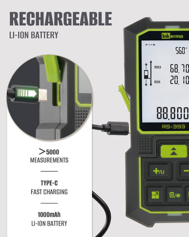 Inkerma rechargeable battery supports long sessions with many measurements.