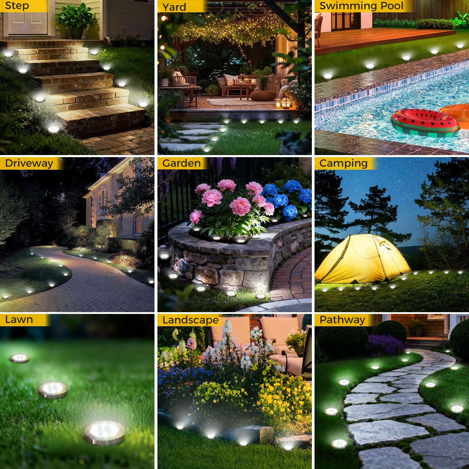 Inkgear garden lighting enhances driveways, walkways, and patios with soft ambiance.