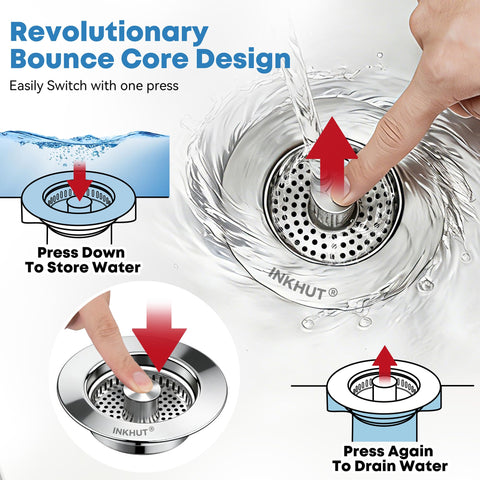 Inkhut easy-clean non-porous surface resists grime for a fresher sink.