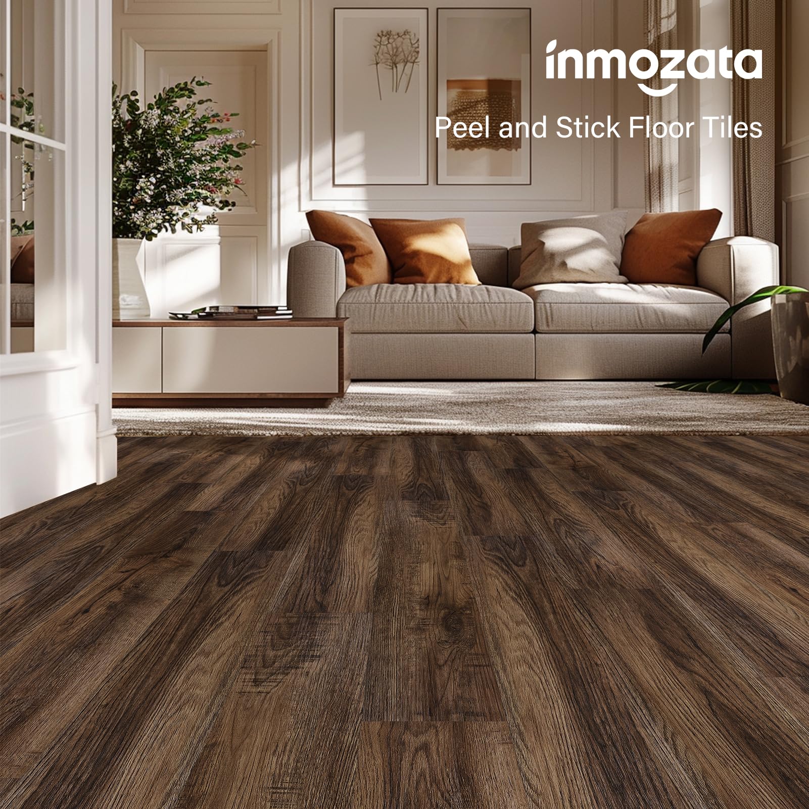 INMOZATA 36-pack vinyl tiles cover 54 sq ft for fast room refresh.