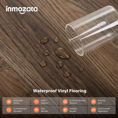INMOZATA vinyl plank 36x6 in offers waterproof durability.