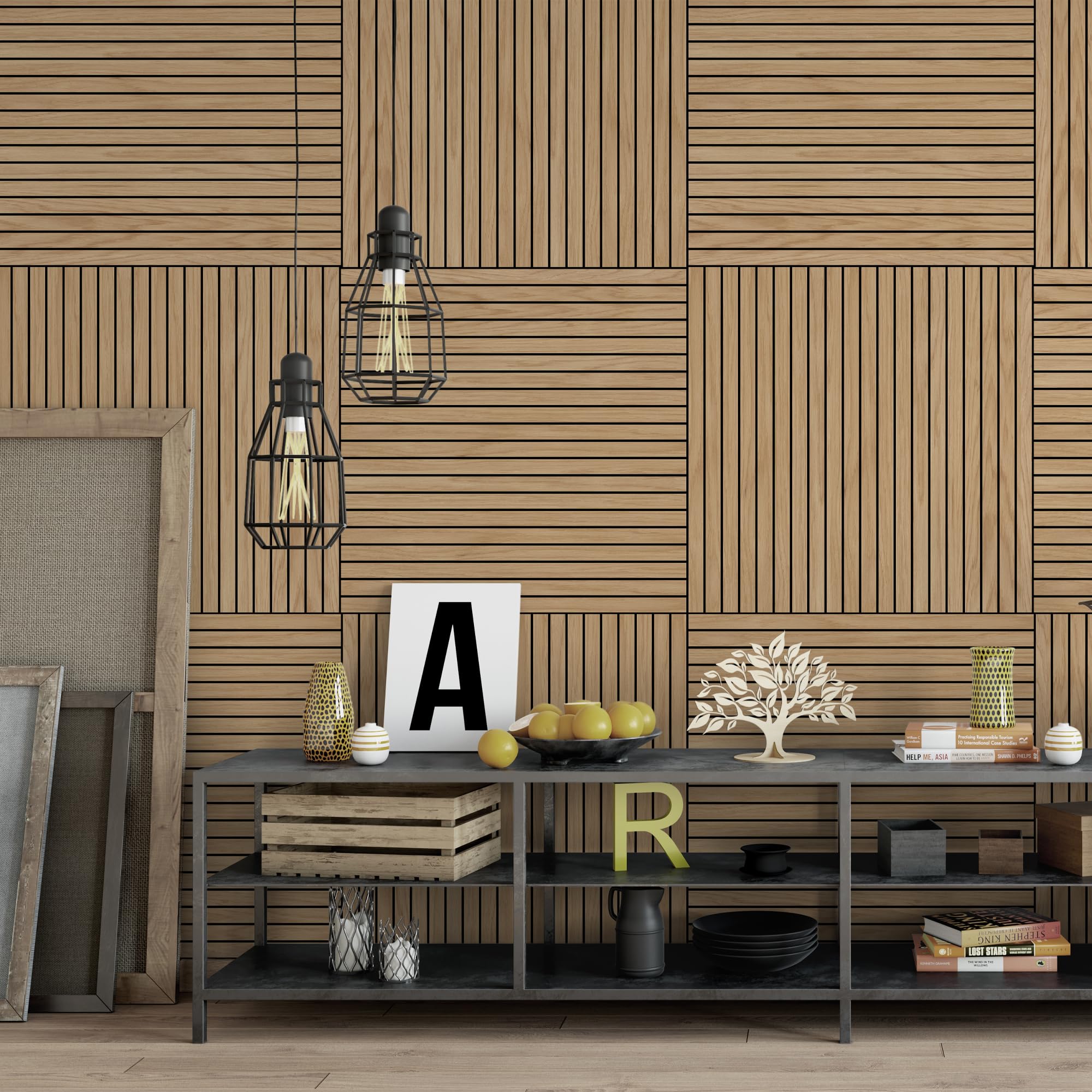 Contemporary INNO STICKERS wall-slat panel enhances room ambience