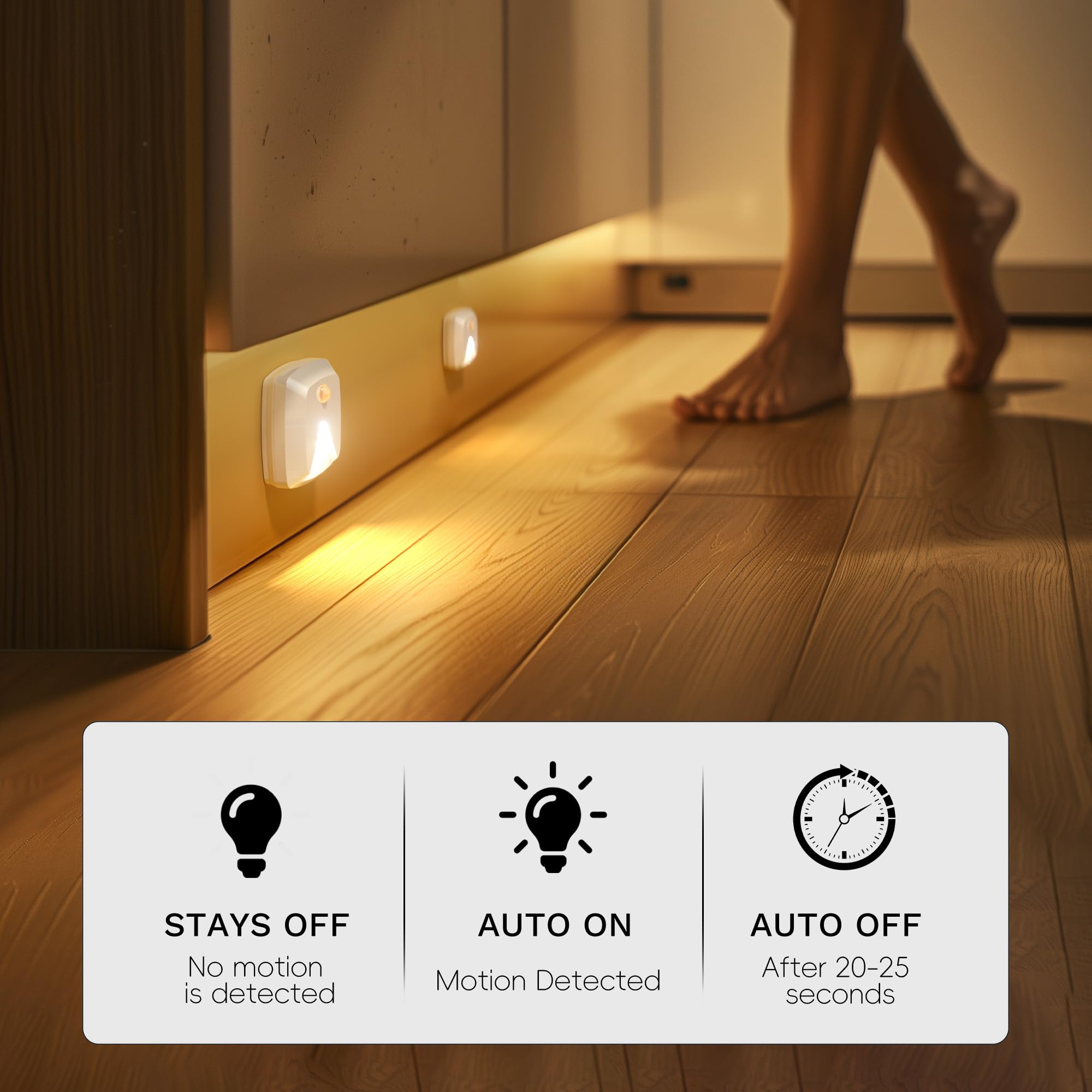 Innofox stair light adhesive pad application on wall.