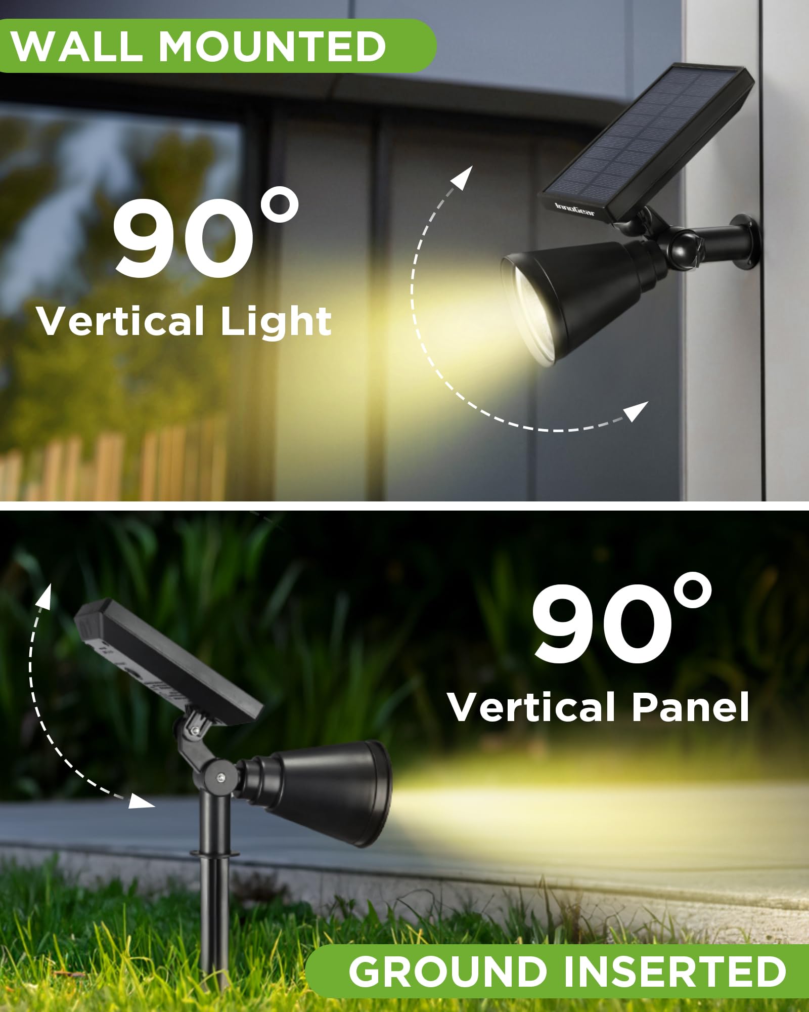 InnoGear solar light ground stake installation for easy setup.