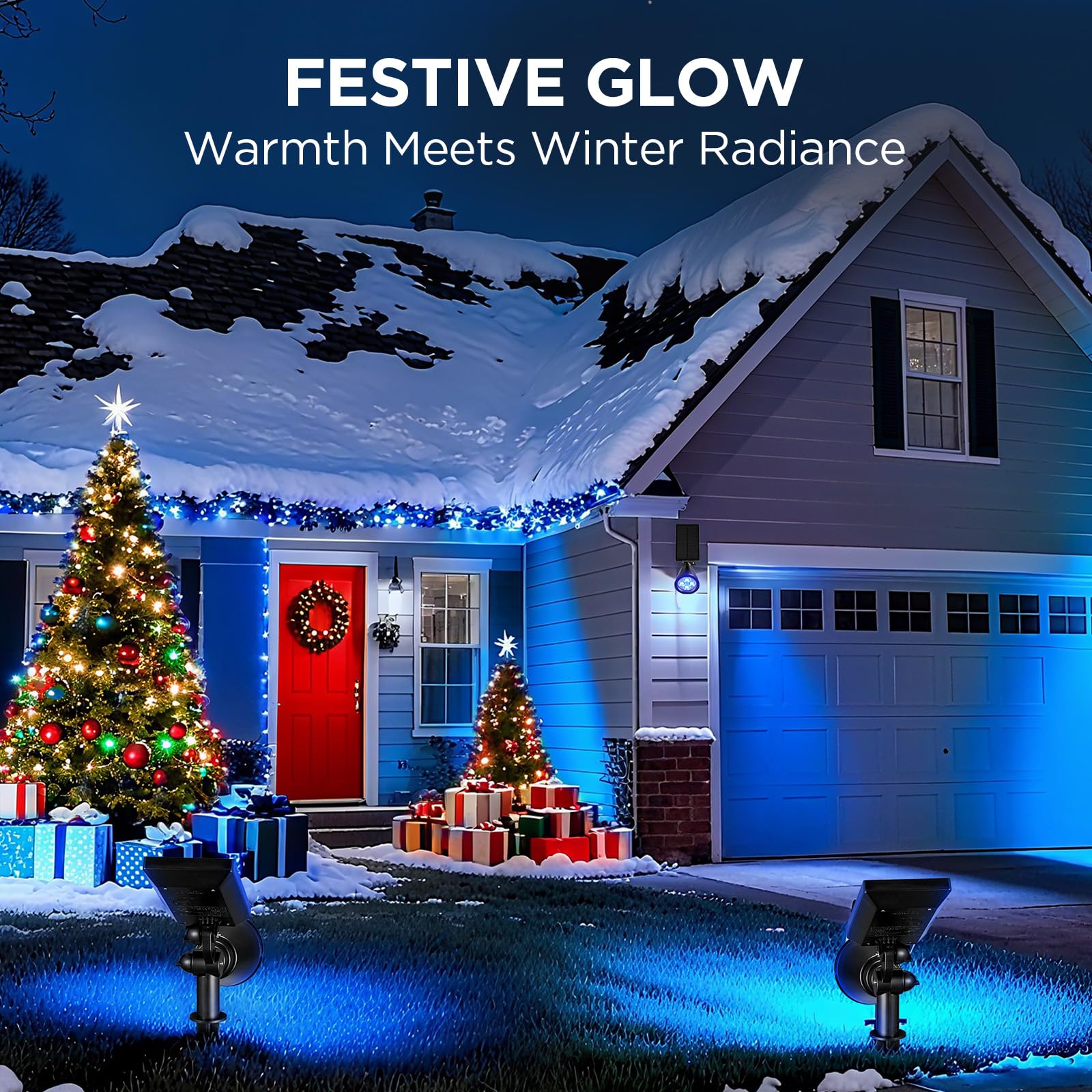 InnoGear solar lights wall mount blue illuminate entrances year-round.