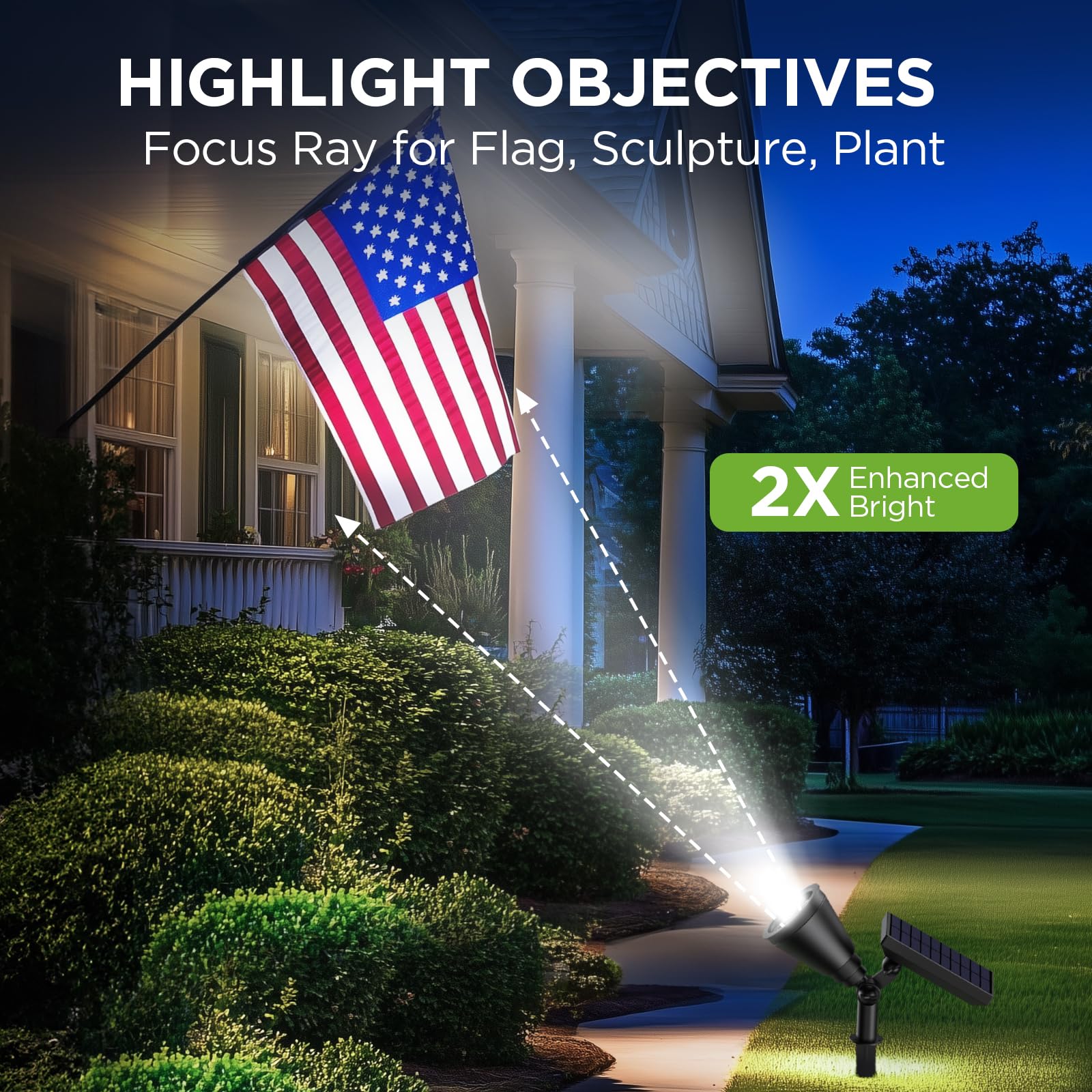 InnoGear solar spot light landscape-pathway highlights walkways with even brightness.