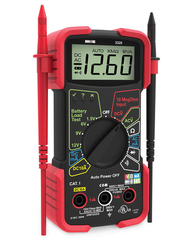INNOVA 3320 front view showcasing compact multimeter design for easy handling