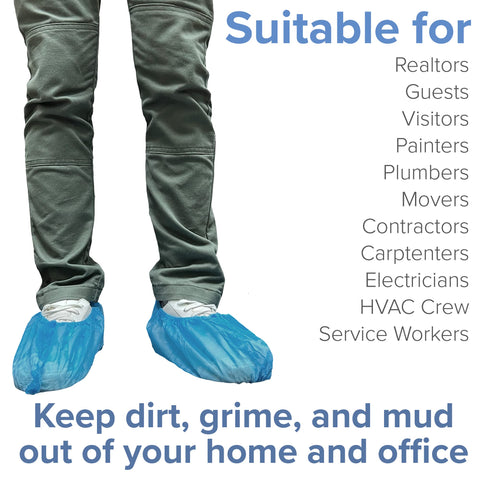 Bulk 200-pack of Innovative Haus blue shoe covers for teams and households