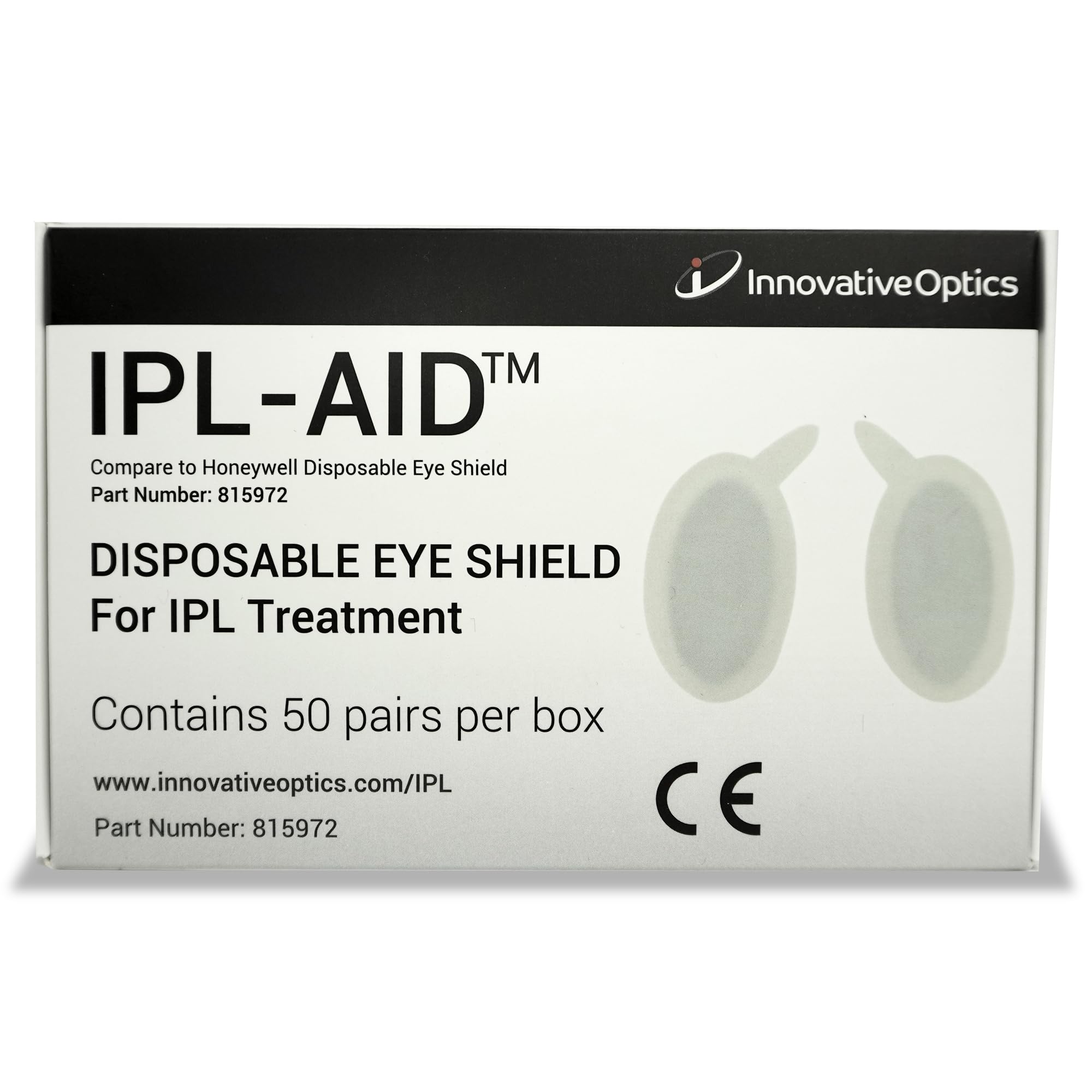 Innovative Optics IPL-AID eye shield on the bridge of the nose for precise access