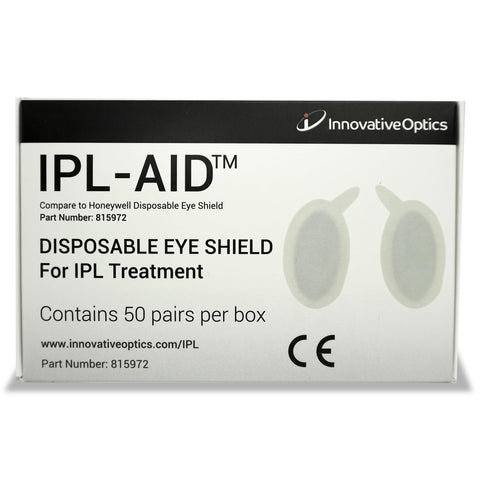 Innovative Optics IPL-AID eye shield on the bridge of the nose for precise access