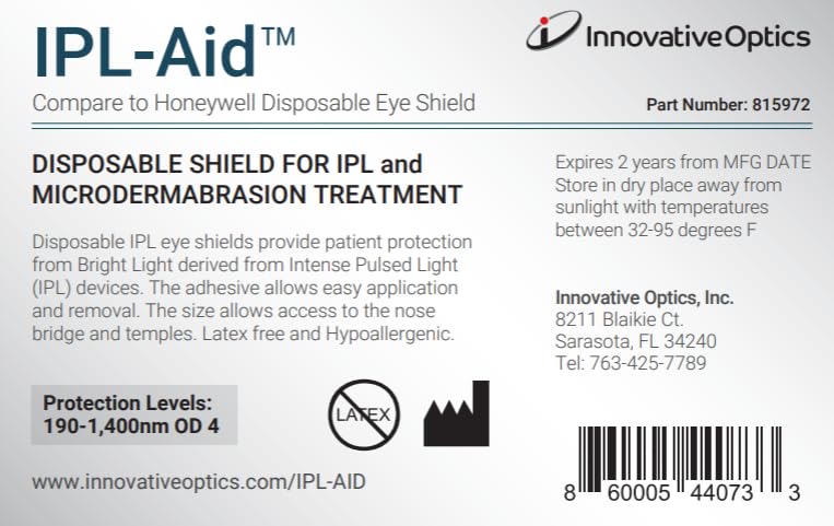 Innovative Optics IPL-AID eye shield tab allows easy removal and repositioning
