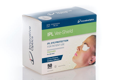 Innovative Optics hypoallergenic adhesive edges secure shields for comfortable placement.