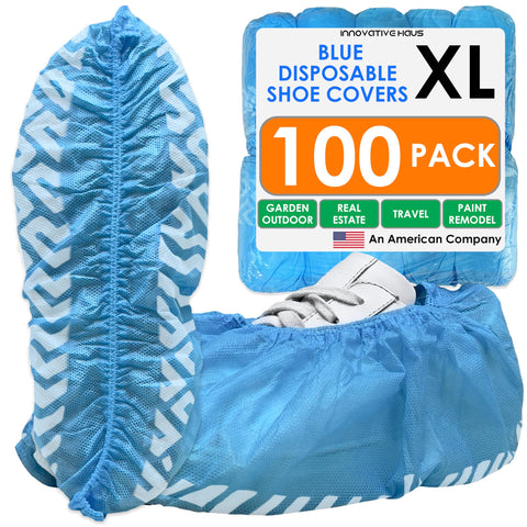 Innovative Haus blue indoor shoe covers in bulk pack for clean spaces.