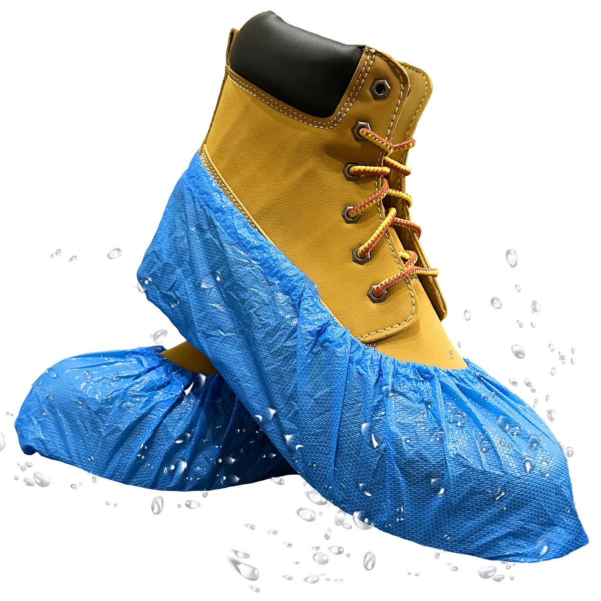 INNOVATIVE HAUS blue waterproof shoe covers protect floors while you move indoors.