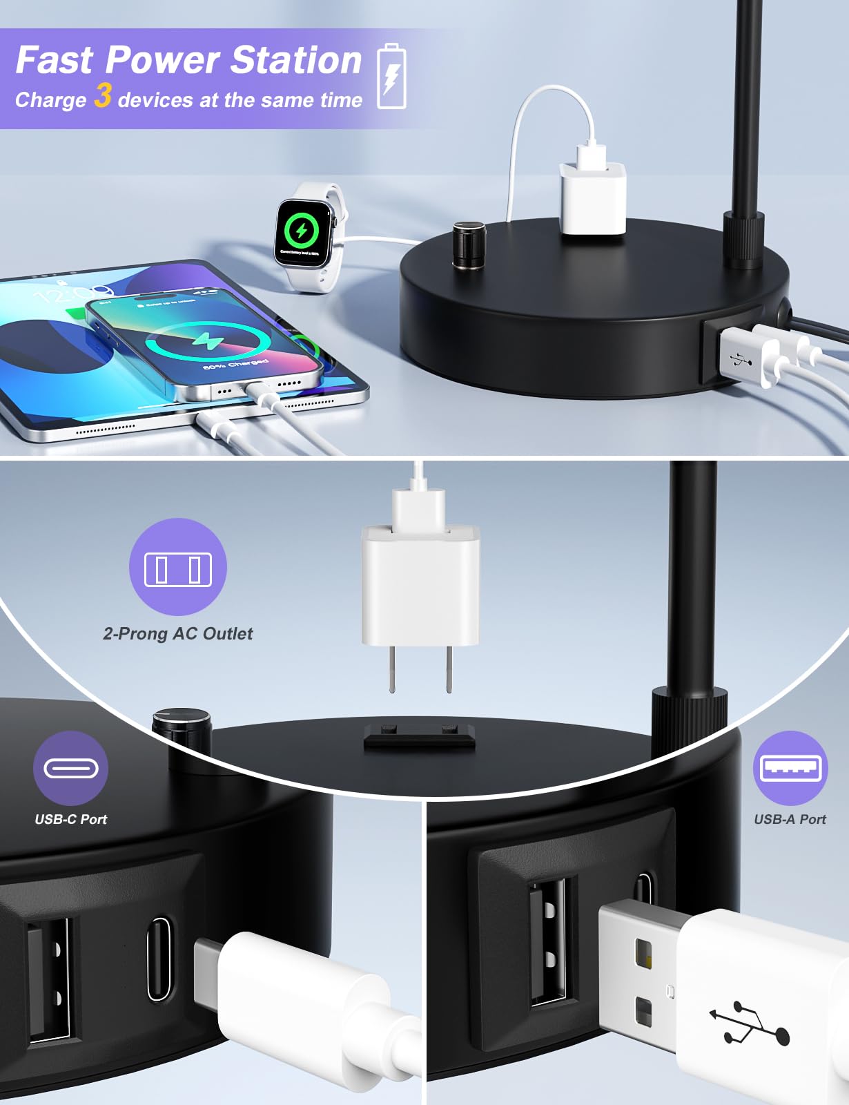 Innqoo bedside lamp with dimmable lighting for mood and focus.
