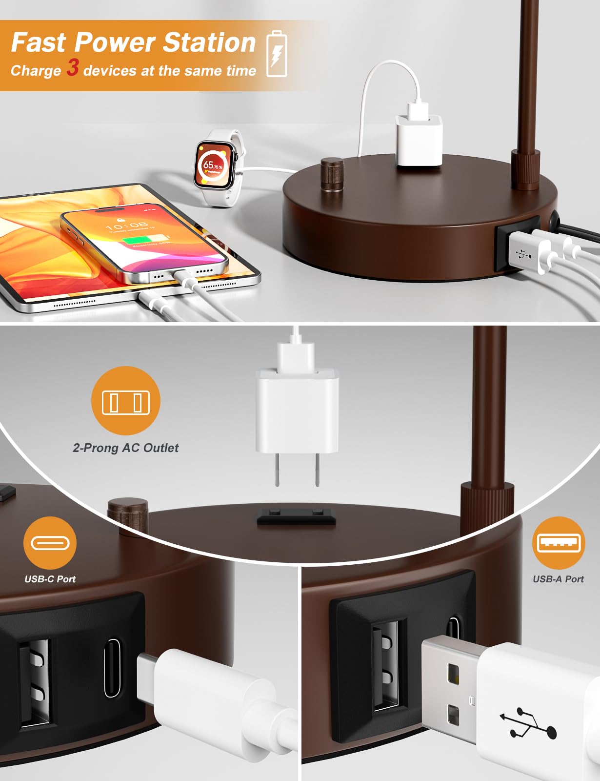 Innqoo bedside lamp dimmable design for adjustable reading light