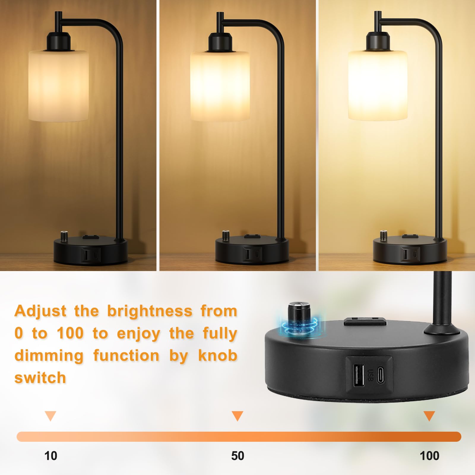 Close-up of dimmer control on Innqoo bedside lamp