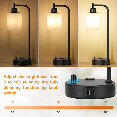Close-up of dimmer control on Innqoo bedside lamp