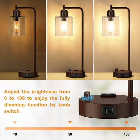 Innqoo bedside lamp showing USB-C port for convenient charging at night