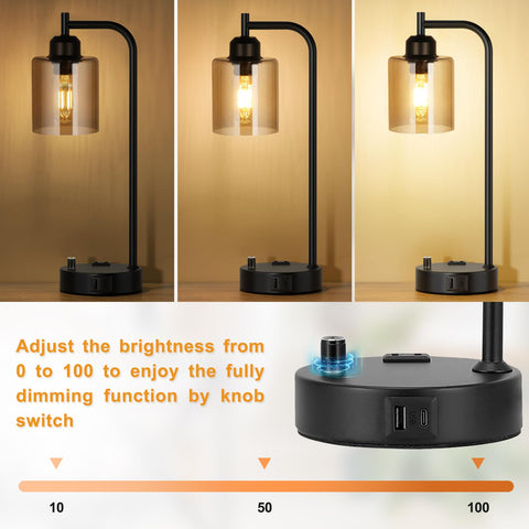 Innqoo bedside lamps feature a stepless dimmer knob for easy brightness control.