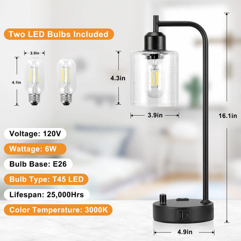 Innqoo bedside lamps with USB-C port for easy device charging