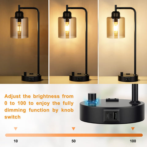 Innqoo desk lamp on nightstand turned on for reading light