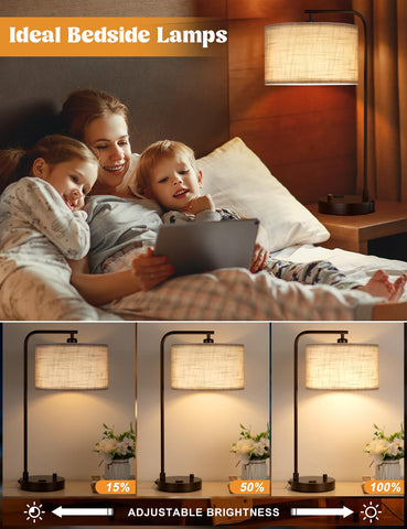 Innqoo dimmable bedside lamp with dimmer knob for customizable lighting.
