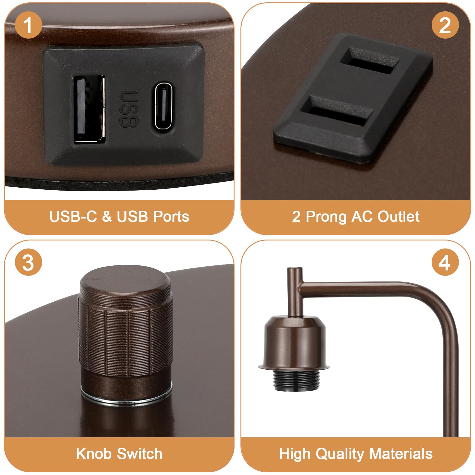 Innqoo dimmable bedside lamp with rotary control for customized brightness