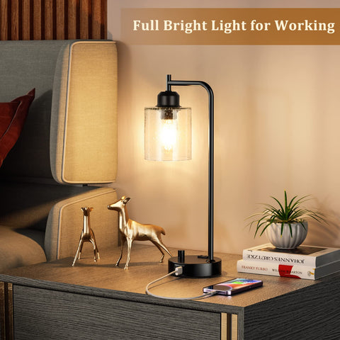 Innqoo glass shade bedside lamp highlighting vintage-modern style