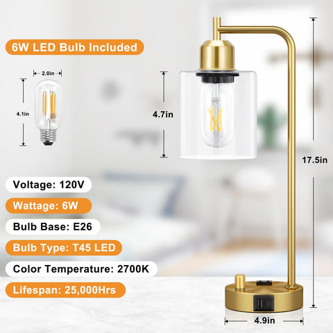 Innqoo Gold Table Lamp on a desk suitable for a small home office