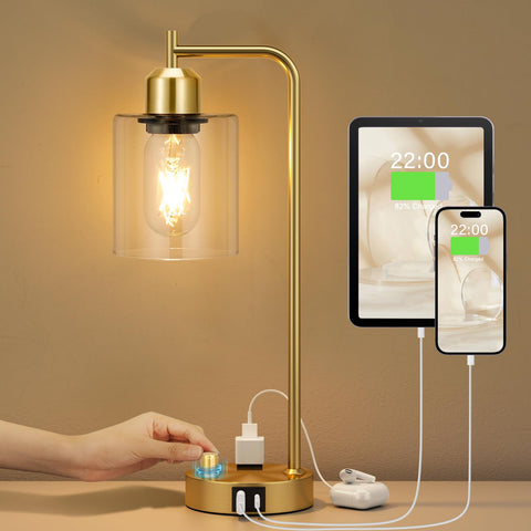 Innqoo Gold Table Lamp showing USB port and stylish finish for easy charging