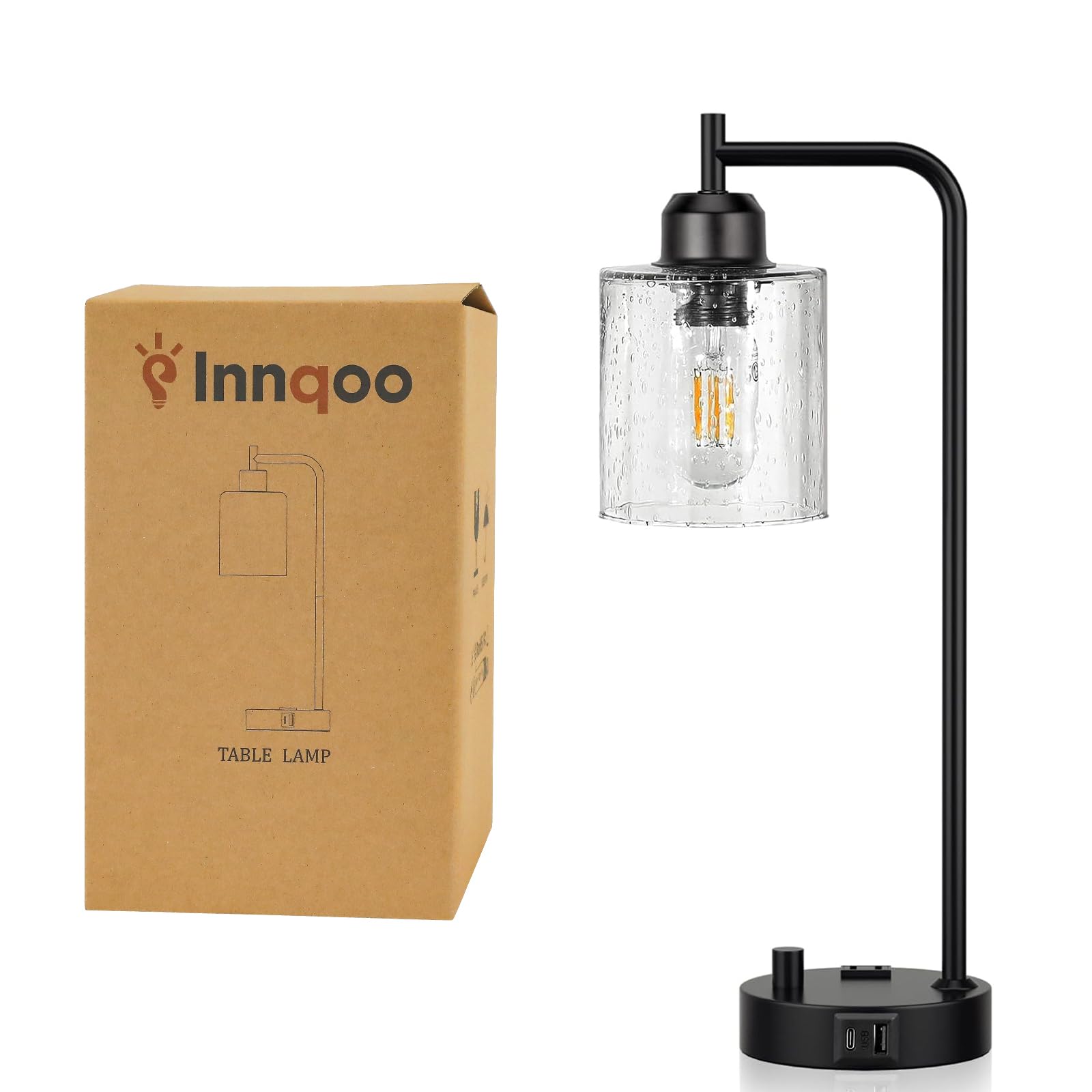 Innqoo industrial desk lamp with included 6W LED bulb ready to use