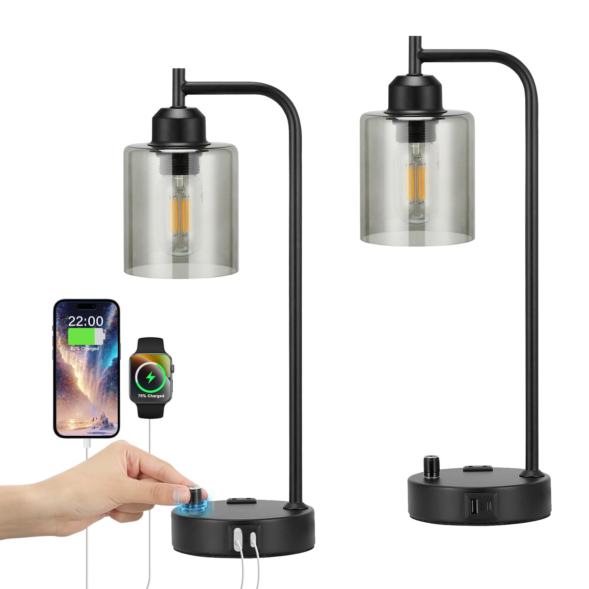 Innqoo industrial desk lamps 2-pack on a desk for dual lighting
