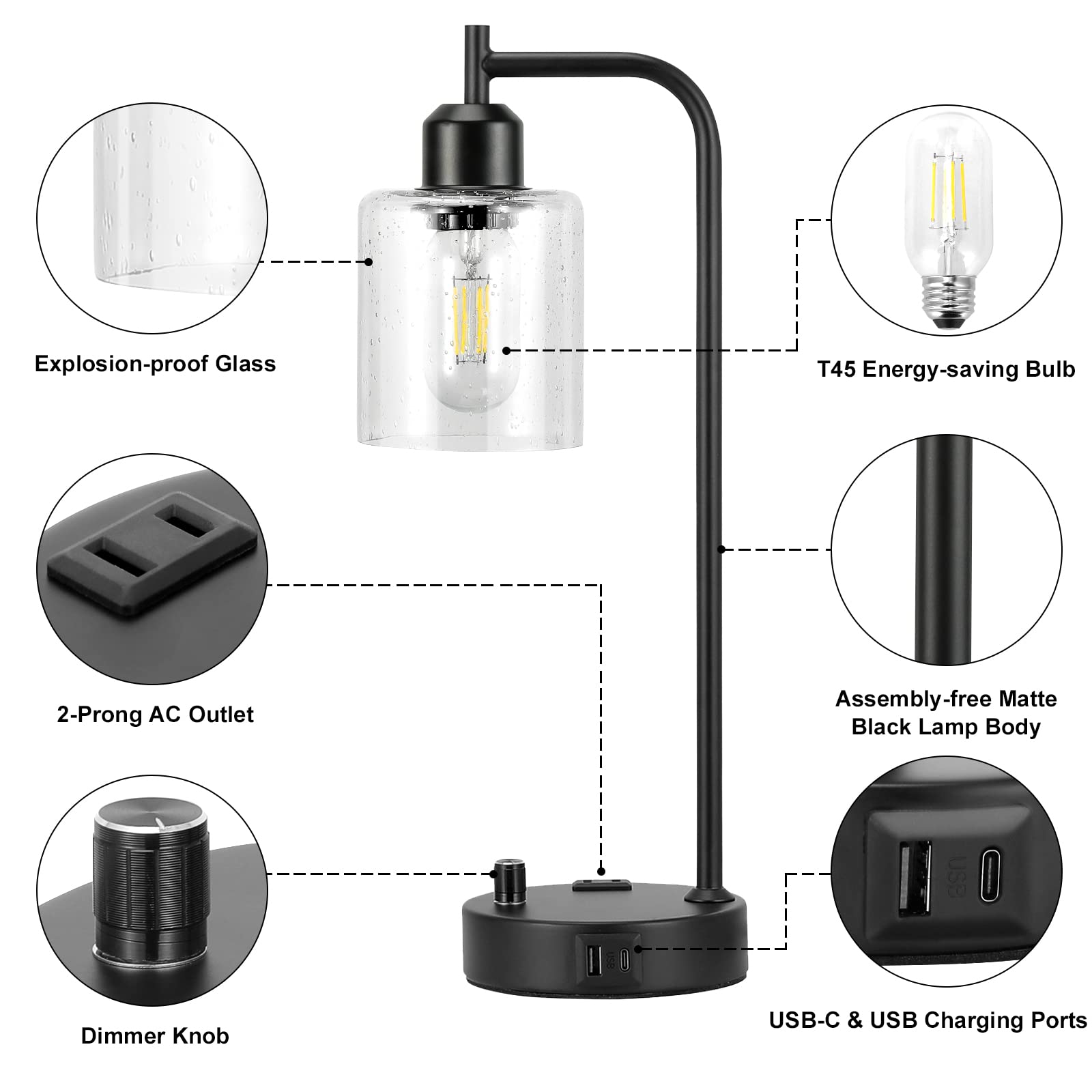Innqoo industrial-style lamps suit bedrooms, living rooms, and desks