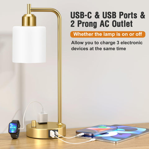 Innqoo lamp with AC outlet enables easy power access from the bedside.