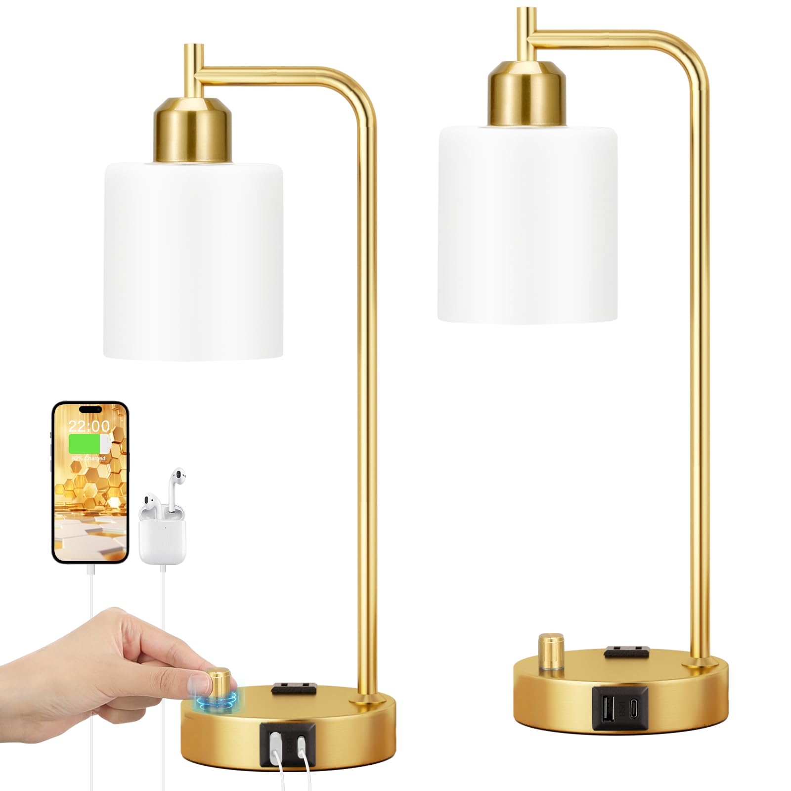 Innqoo bedside lamp set ideal for bedroom, living room, or office desk.