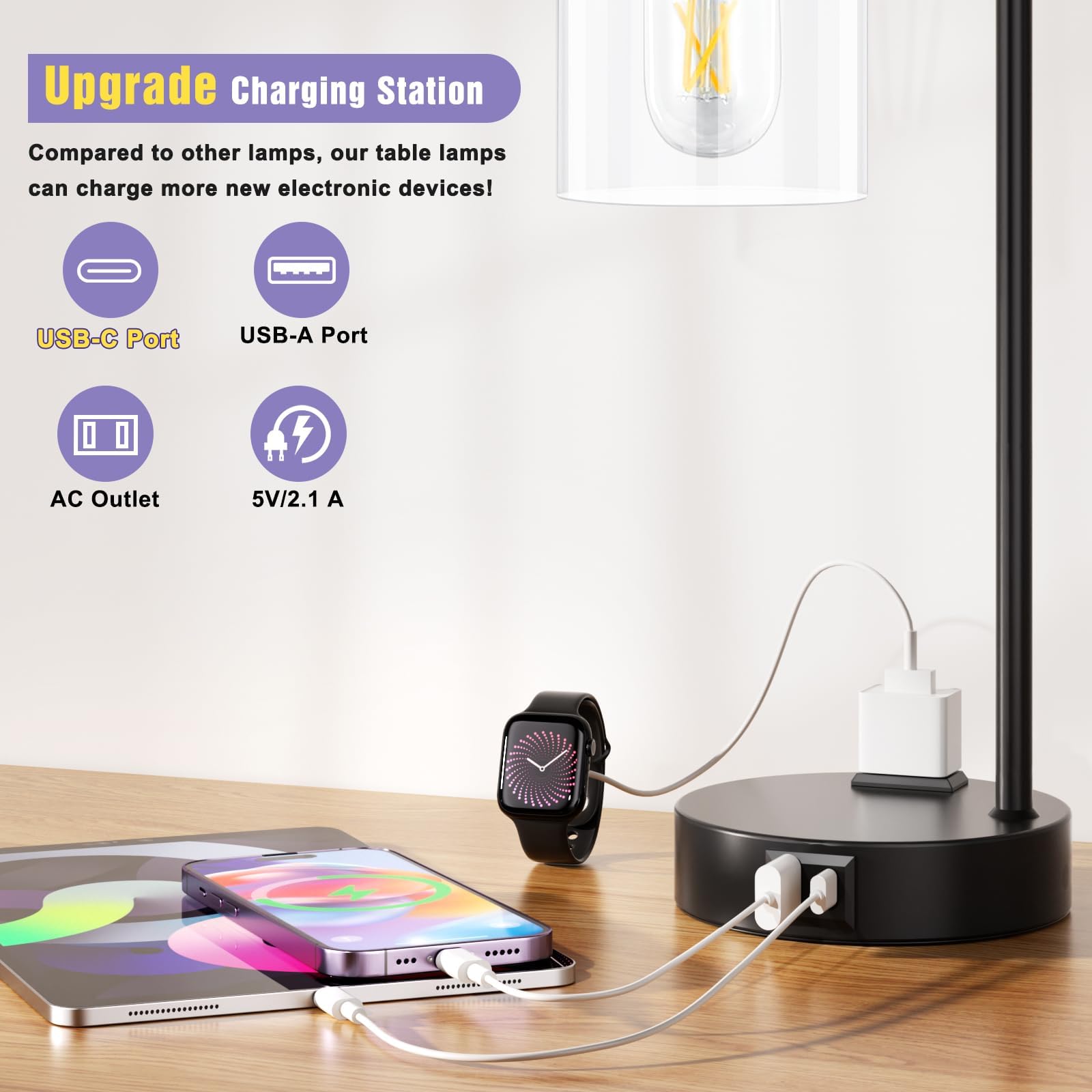 Innqoo lamp pole supports stable bedside or desk placement