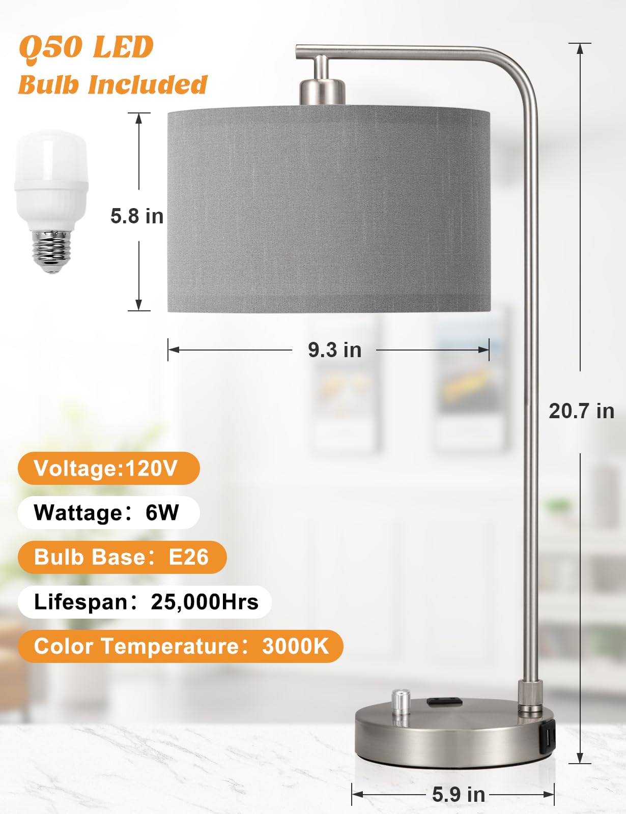 Innqoo LED bulb included ensures immediate warm lighting.