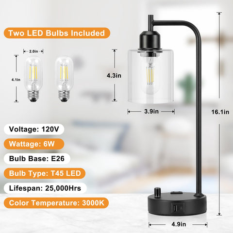 Innqoo nightstand lamps glass shade close-up highlighting quality.